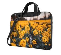 Portable Laptop Bag Shockproof Light Laptop Case Inner Storage Pockets with Exquisite Orange Blossom Print, Black, 15.6 inch