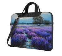 Portable Laptop Bag Shockproof Light Laptop Case Inner Storage Pockets with Exquisite Purple Tranquility Print, Black, 15.6 inch