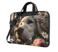 Portable Laptop Bag Shockproof Light Laptop Case Inner Storage Pockets with Exquisite Sad Puppy Print, Black, 13 inch