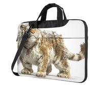 Portable Laptop Bag Shockproof Light Laptop Case Inner Storage Pockets with Exquisite Sad Tiger Print, Black, 15.6 inch