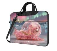 Portable Laptop Bag Shockproof Light Laptop Case Inner Storage Pockets with Exquisite Snail Under The Aurora Print, Black, 14 inch