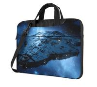 Portable Laptop Bag Shockproof Light Laptop Case Inner Storage Pockets with Exquisite Starship Print, Black, 13 inch