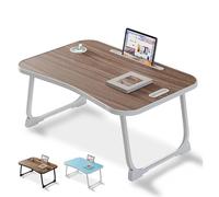 Portable Laptop Bed Table, Breakfast Desk for Home & Office, Ideal for Eating, Reading & Writing in Bed or on Sofa, Adjustable, Brown Laptop Stand
