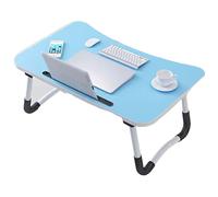 Portable Laptop Bed Table Folding Lap Desk with Cup Holder Adjustable Laptop Stand for Couch and Floor Bed Tray Table for Work & Study (Blue)