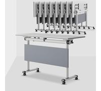 Portable Lar Folding Conference Table with Locking Quiet Casters - Ideal for Office Boardroom Team Collaboration & Training Rooms (White 70.9 IN)