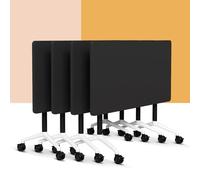 Portable Lar Folding Conference Table with Locking Quiet Casters - Ideal Meeting Desk for Office Boardroom Team Collaboration & Training Rooms (Black 70.9” L)