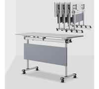 Portable Lar Folding Conference Table with Locking Quiet Casters - Versatile Meeting Desk for Office Boardroom Team Collaboration & Training Rooms (White 47.2in)