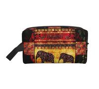 Portable Large Capacity Travel Toiletry Bag with Handle,African Elephant Patchwork Print Waterproof Storage Bag for Makeup,Gym & Daily Use