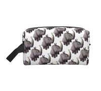 Portable Large Capacity Travel Toiletry Bag with Handle,Angry Rhino Print Waterproof Storage Bag for Makeup,Gym & Daily Use