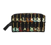Portable Large Capacity Travel Toiletry Bag with Handle,Art Guitar Pattern Print Waterproof Storage Bag for Makeup,Gym & Daily Use