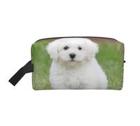 Portable Large Capacity Travel Toiletry Bag with Handle,Bichon Frise Dog Print Waterproof Storage Bag for Makeup,Gym & Daily Use