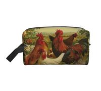 Portable Large Capacity Travel Toiletry Bag with Handle,Chickens and Farm Print Waterproof Storage Bag for Makeup,Gym & Daily Use