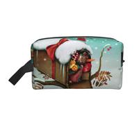 Portable Large Capacity Travel Toiletry Bag with Handle,Christmas Rabbit Bunny Print Waterproof Storage Bag for Makeup,Gym & Daily Use