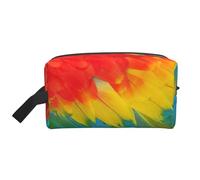 Portable Large Capacity Travel Toiletry Bag with Handle,Fantastic Parrot Feather Print Waterproof Storage Bag for Makeup,Gym & Daily Use