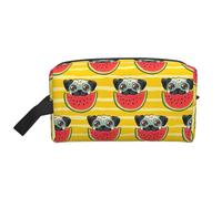 Portable Large Capacity Travel Toiletry Bag with Handle,Funny French Bullfighting Watermelon Print Waterproof Storage Bag for Makeup,Gym & Daily Use
