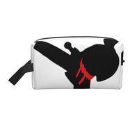 Portable Large Capacity Travel Toiletry Bag with Handle,Karate Boy Vector Changeable Belt Color Print Waterproof Storage Bag for Makeup,Gym & Daily Use