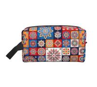 Portable Large Capacity Travel Toiletry Bag with Handle,Retro Flowwer Print Waterproof Storage Bag for Makeup,Gym & Daily Use