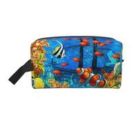 Portable Large Capacity Travel Toiletry Bag with Handle,The Underwater World Tropical Fish Print Waterproof Storage Bag for Makeup,Gym & Daily Use