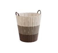 Portable Laundry Basket,PP Imitation Rattan Storage Basket,with Thickened Handle and Hollowed-out Breathable Design,Suitable for Living Room and Bedroom(38x40x30cm)