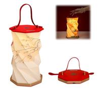 Portable Laurel Lantern, Foldable Rotating Paper Soft Warm Night Light, USB Rechargeable Touch Dimmable Camping LED Lamp for Bedroom Living Room Office