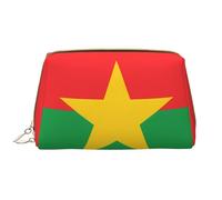 Portable Leather Makeup Bag for Women - Travel Cosmetic Organizer, Large Flag of Burkina Faso Print Makeup Pouch, White, One Size, Art Deco, White, One Size, Art Deco