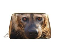 Portable Leather Makeup Bag for Women - Travel Cosmetic Organizer, Large Lone Hyena Print Makeup Pouch, White, One Size, Art Deco, White, One Size, Art Deco