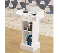 Portable Lectern Podium Stand for Office & Church, Adjustable Height Presentation Table, Wooden Conference Lectern with Laptop Holder, Ideal for Meetings & Lectures