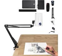 Portable LED Art Projector - No Setup Required Instant Drawing & Sketching Tool with HD Image Projection for Artists, Kids, and DIY Enthusiasts(Color:White + Floor Stand)
