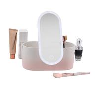 Portable LED Makeup Box, Yeqoo Women Travel Makeup Box Organiser Storage with led Mirror Travelling Toiletry (Pink Gradient)