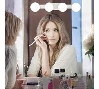 Portable LED Makeup Lights, 2000mha Rechargeable Vanity Mirror Lights kit with 4 Hollywood Styles Bulb for Bathroom Dressing Room Vanity Table