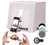 Portable LED Photo Light Box, Dimmable Photography Tent, Electric 360° Photo Booth, Includes 5 Backdrops for Jewelry & Object Photography