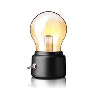 Portable LED Vintage Light Bulb Rechargeable Night Light USB Charging Table Lamp for Home Desk Table Travel (Black)