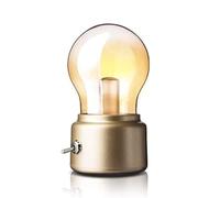 Portable LED Vintage Light Bulb Rechargeable Night Light USB Charging Table Lamp for Home Desk Table Travel (Gold)