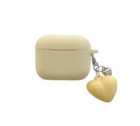 Portable Light Yellow Silicone Case for AirPods Pro 2nd Generation 2022, Shock-Absorbing Headphone Case Cover with Pendant Accessories