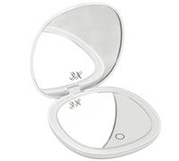 Portable Lighted Makeup Mirror, Rechargeable Travel Mirror, Mini Handheld Makeup Mirror with Lights, Ultra Bright LED, 3 Color Modes, 1X/3X Magnification Mirror for Girls Women