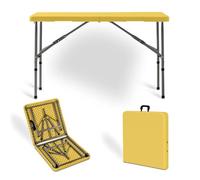 Portable Lightweight Aluminum Folding Table 4ft - Blue Pic BBQ Camping Table Easy Fold-Up Outdoor Party Dining Buffet Garden Furniture
