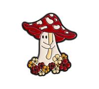 Portable Lightweight Cartoon Mushroom Brooch Hobgoblin Tale Theme Alloy Composition for Fast Charm Addition to Garment Fanciful Hobgoblin Tale Creative Mushroom Cartoon Brooch Alloy Corsage Pin