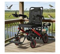 Portable Lightweight Folding Electric Wheelchair for Adults, 500W All-Terrain Power, Airline Approved with 15-Mile Travel Range(Red,20ah)