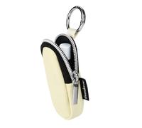 Portable Lip Balm Organizer Case with Keychain, Travel Chapstick Holder Storage Bag, Waterproof Small Cosmetic Organizer, Anti-Lost Lipstick Lip Gloss Sleeve Pouch Keeper Case (Beige, Small)