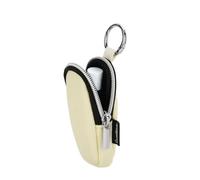 Portable Lip Balm Organizer Case with Keychain, Travel Chapstick Holder Storage Bag, Waterproof Small Cosmetic Organizer, Anti-Lost Lipstick Lip Gloss Sleeve Pouch Keeper Case (Beige, Large)