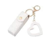 Portable Lip Case - Travel Makeup Case - Portable PU Leather Elegant Mini Small Lip Case with Love Pendant for Lipstick Perfume Finnernail, White., Se référer au descriptif, Refer to description