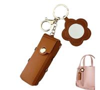Portable Lipstick Case, Fashion Keychain Holder, Holder with Easy Carry Feature, PU Leather Cosmetic Organizer for Travel Use, Makeup Storage with Sleek Design, Accessory Tool for Women and Girls