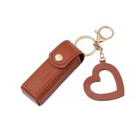 Portable Lipstick Case - Small Cosmetic Bag | PU Leather Holder with Love Pendant for Lip Gloss, Perfume, Nail Polish, Elegant Travel Makeup Organizer, Coffee, Please refer to the description, Please