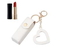 Portable Lipstick Case - Small Lipstick Case, Travel Cosmetic Pouch | Portable PU Leather Stylish Mni Small Lipstick Case With Love Pendant For Lipstick Lip Gloss Perfume Fingernail Polish, White, 1