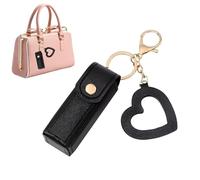 Portable Lipstick Case | Travel Lipstick Bag, Elegant PU Leather Lipstick Case with Heart Pendant for Lipstick and Lip Gloss GREAT Christmas Gift, Black, Fare riferimento alla descrizione, Please