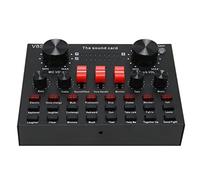 Portable Live Sound Card 8 Modes Sound Mixer Board with 16 Sound Effects, for Karaoke, Live Streaming- Black Metal V8S Model, Cell Phones, Tablets (Black)