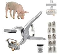 Portable Livestock Tagging Plier with 0 to 9 Digits, Ear Tag Applicator & Tattoo Kit with Ink, for Animal Identification