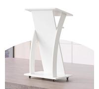 Portable Lockable Wheel Teaching Podiums Slant Desktop Lecterns for Classroom & Seminar Presentations Ideal for Speeches & Debates White Color