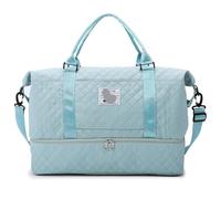 Portable Luggage Bag 2pcs Oxford Textile Solid Color Travel Bag Zipper Casual Shoulder Soft and Versatile Style Duffels for Weekender Overnight Sports Gym(Lake Blue)