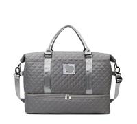 Portable Luggage Bag 2pcs Oxford Textile Solid Color Travel Bag Zipper Casual Shoulder Soft and Versatile Style Duffels(Light Grey)